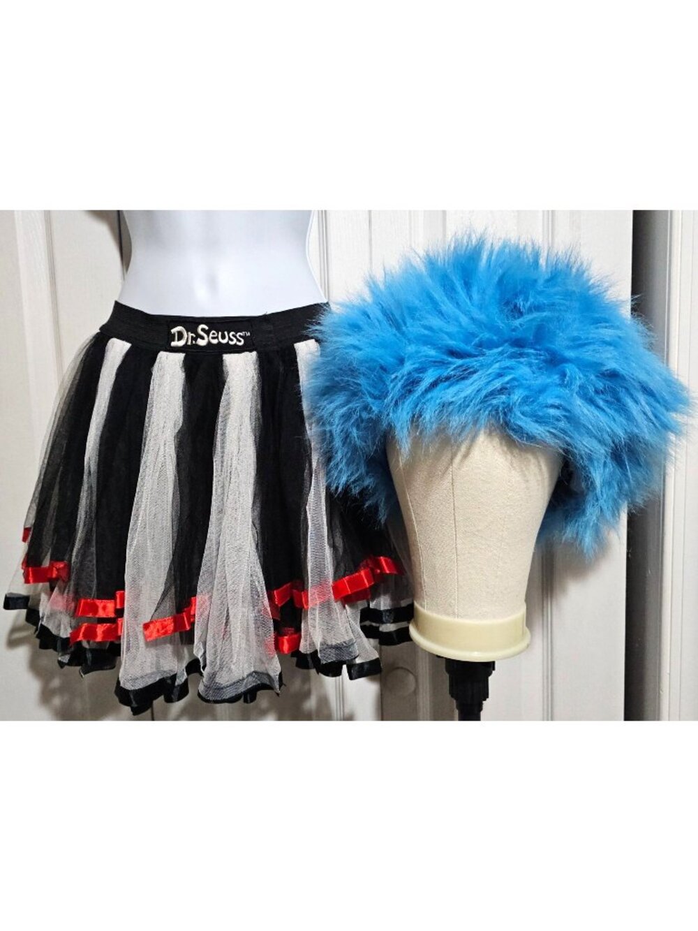 Dr Suess Adult Costume Spirit Halloween Tutu Elope Thing 1 2 Blue Wig Hair